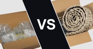 Comparison of air cushion vs paper void fill in cardboard boxes