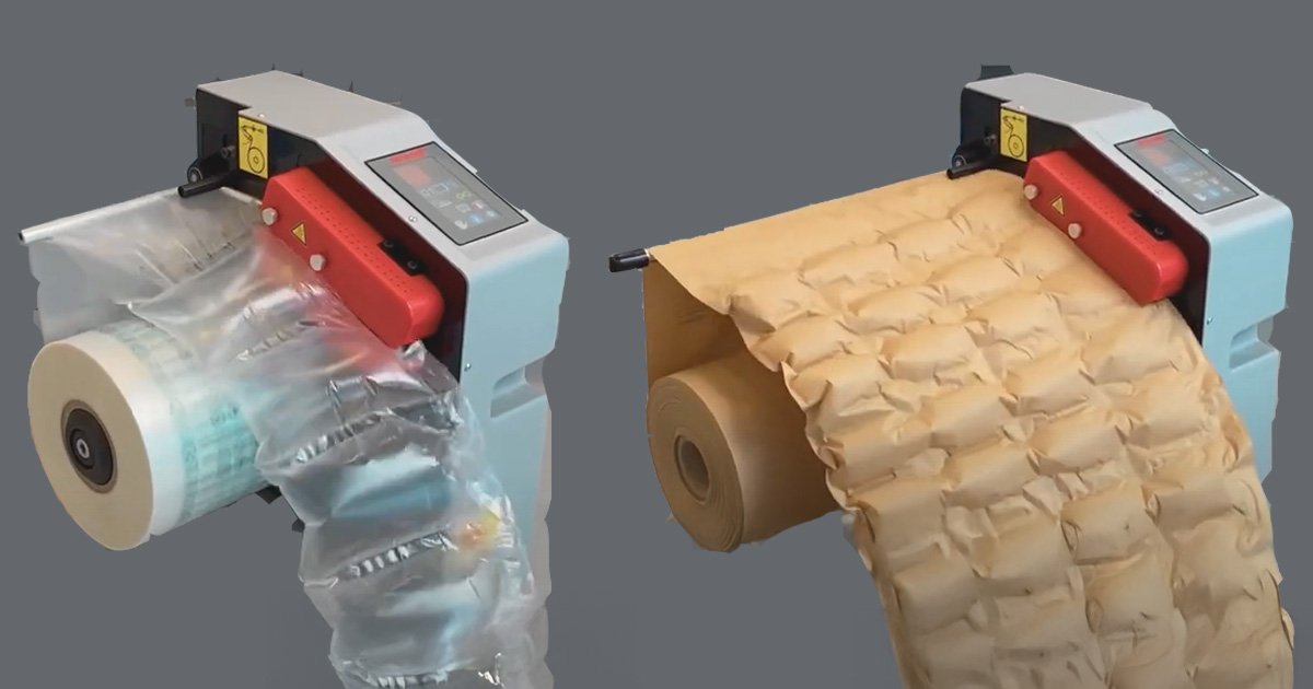 FROMM AP1000 machine producing air cushions and bubble wrap on demand